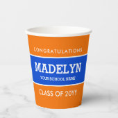 Orange und Blue Custom Abschluss Paper Cups Pappbecher (Vorderseite)
