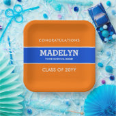 Orange und Blue Custom Abschluss Paper Plate Pappteller (Party)