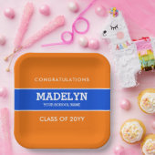 Orange und Blue Custom Abschluss Paper Plate Pappteller (Party)