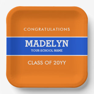 Orange und Blue Custom Abschluss Paper Plate Pappteller