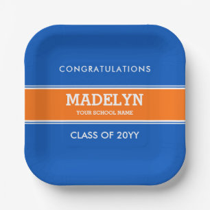 Orange und Blue Custom Abschluss Paper Plate Pappteller