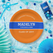 Orange und Blue Custom Abschluss Paper Plate Pappteller (Party)