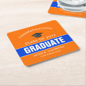 Orange und Blue Custom Abschluss Rechteckiger Pappuntersetzer (angewinkelt)