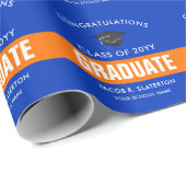 Orange und Blue Custom Abschluss Wrapping Paper Geschenkpapier (Rolleneckpunkt)
