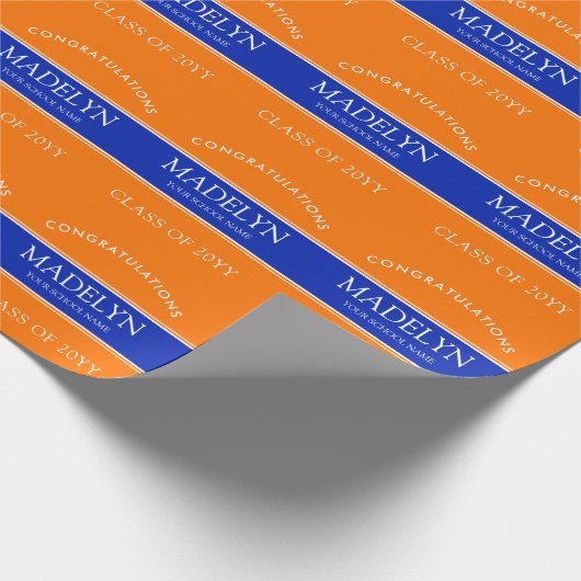 Orange und Blue Custom Abschluss Wrapping Paper Geschenkpapier (Ecke)