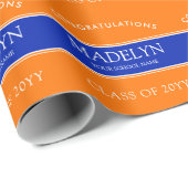Orange und Blue Custom Abschluss Wrapping Paper Geschenkpapier (Rolleneckpunkt)