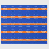 Orange und Blue Custom Abschluss Wrapping Paper Geschenkpapier (Flach)