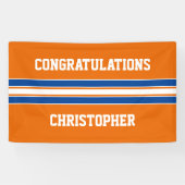 Orange und Blue Custom Sports Abschluss Banner (Horizontal)