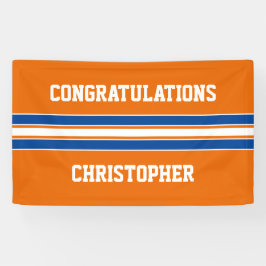 Orange und Blue Custom Sports Abschluss Banner