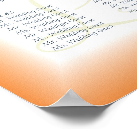 Orange und Blue Daisy Seating Chart Poster (Ecke)