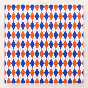 Orange und Blue Diamond Glasuntersetzer