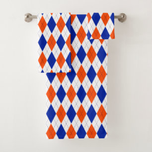 Orange und Blue Diamond Raute Badhandtuch Set