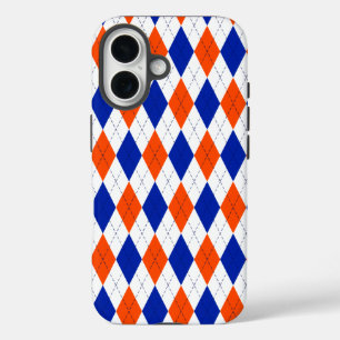 Orange und Blue Diamond Raute iPhone 16 Hülle