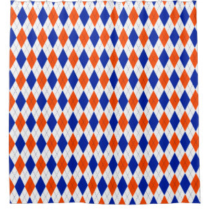 Orange und Blue Diamond Raute Duschvorhang