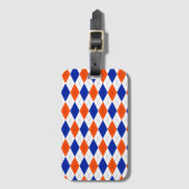 Orange und Blue Diamond Raute Gepäckanhänger (Vorderseite Vertikal)
