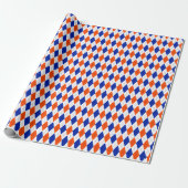 Orange und Blue Diamond Raute Geschenkpapier (Ungerollt)