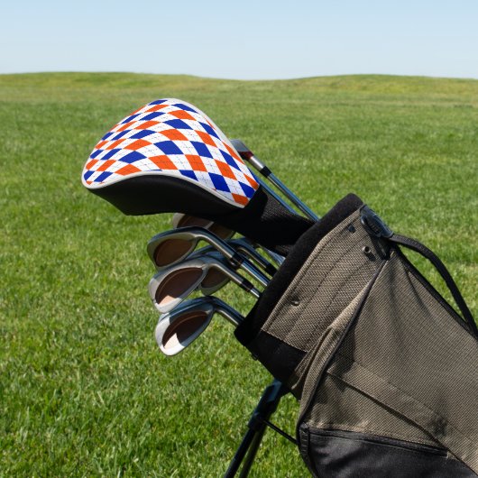 Orange und Blue Diamond Raute Golf Headcover (In SItu)