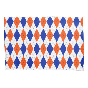 Orange und Blue Diamond Raute Kissenbezug
