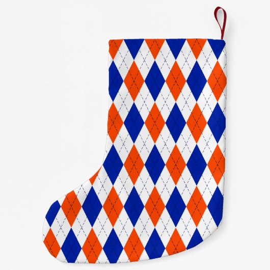 Orange und Blue Diamond Raute Kleiner Weihnachtsstrumpf (Rückseite)