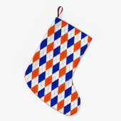 Orange und Blue Diamond Raute Kleiner Weihnachtsstrumpf (Vorderansicht (hängend))