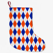 Orange und Blue Diamond Raute Kleiner Weihnachtsstrumpf (Vorderseite)