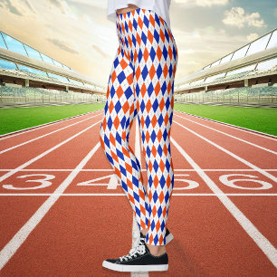 Orange und Blue Diamond Raute Leggings