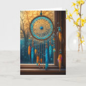 Orange und Blue Dreamcatcher in einem Wüstenfenste Karte (Gelbe Blume)