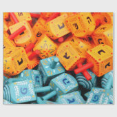 Orange und Blue Dreidels Geschenkpapier (Flach)