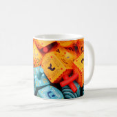 Orange und Blue Dreidels Kaffeetasse (VorderseiteRechts)