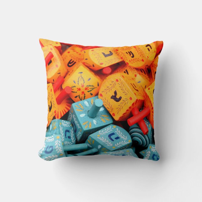 Orange und Blue Dreidels Kissen (Vorderseite)