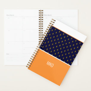 Orange und Blue Fleur-de-lis Planer