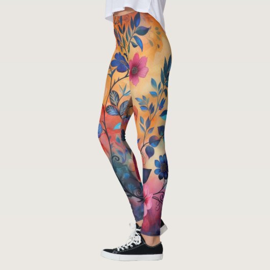 Orange und Blue Flows Leggings (Links)