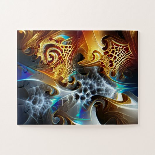 Orange und Blue Fraktal Artwork Puzzle (Horizontal)
