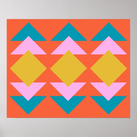 Orange und Blue Geometric skandinavisches Design Poster (Vorne)