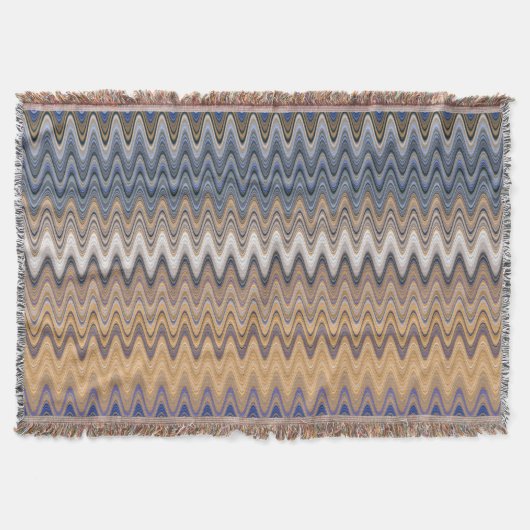Orange und Blue Multi Color Wavy Muster Decke (Vorderseite)