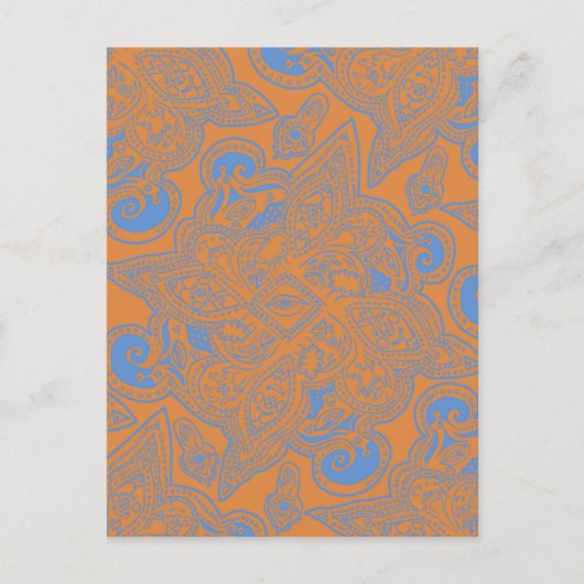 Orange und Blue Persian Star Mandala Pattern Postkarte (Vorderseite)