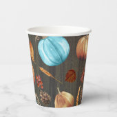 Orange und Blue Pumpkins Rustikale Landfälle Pappbecher (Rückseite)