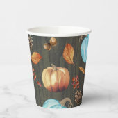 Orange und Blue Pumpkins Rustikale Landfälle Pappbecher (Links)