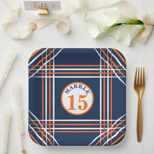 Orange und Blue Sports Themenpapier Platte Pappteller (Hochzeit)