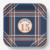 Orange und Blue Sports Themenpapier Platte Pappteller (Vorderseite)