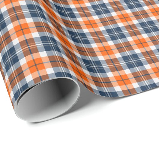 Orange und Blue Sporty Kariert Geschenkpapier (Rolleneckpunkt)