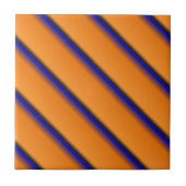 Orange und Blue Stripe Keramik Tile Fliese (Vorderseite)