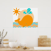 Orange und Blue Whale Kinderzimmer Poster (Küche)