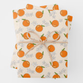Orange- und Blume-Muster Geschenkpapier Set (Beispiel)