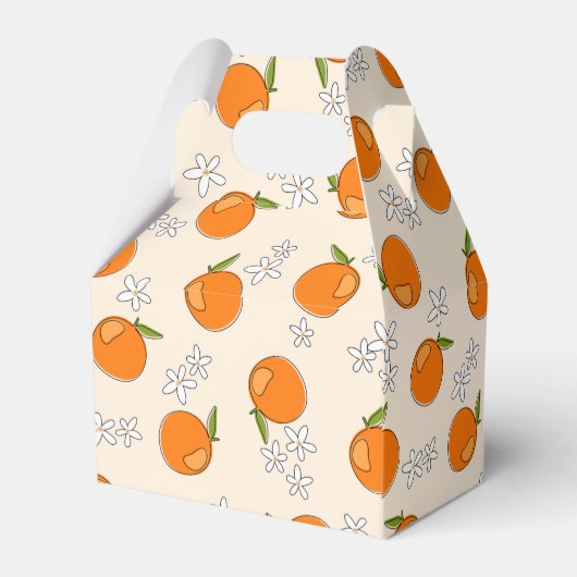 Orange- und Blume-Muster Geschenkschachtel (Rückseite)