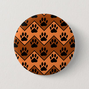 Orange und braun, Zickzack mit Hundebindmuster Button