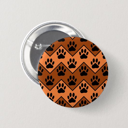 Orange und braun, Zickzack mit Hundebindmuster Button (Vorne & Hinten)