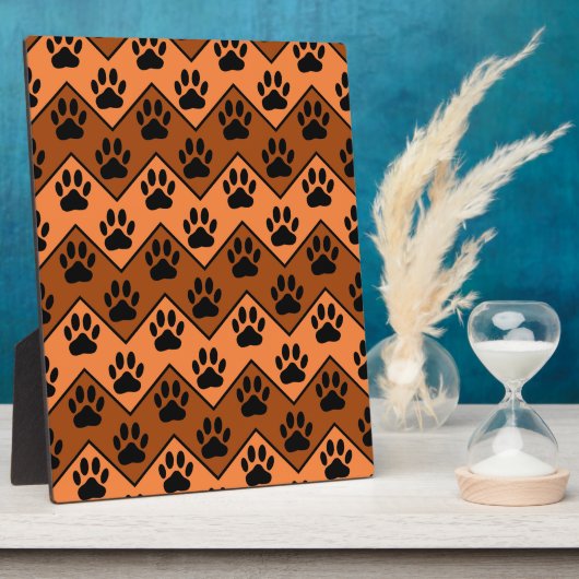 Orange und braun, Zickzack mit Hundebindmuster Fotoplatte (Seite)