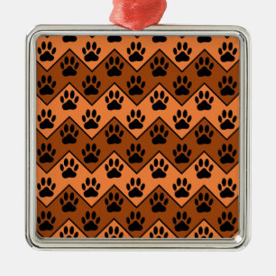 Orange und braun, Zickzack mit Hundebindmuster Ornament Aus Metall
