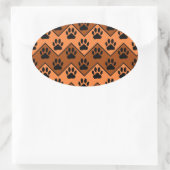 Orange und braun, Zickzack mit Hundebindmuster Ovaler Aufkleber (Tasche)